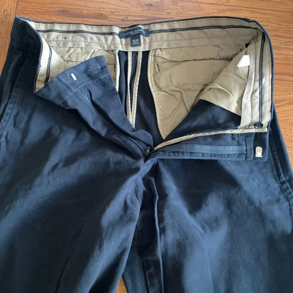 Banana Republic Dawson Black Cotton Chino Pants Men’s Flat Front Size 36 x 30